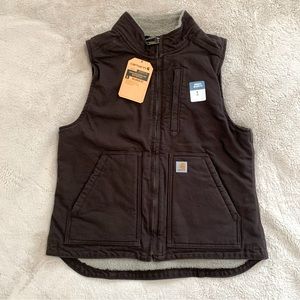 NWT Carhartt Vest Washed Duck Sherpa-Lined Brown Size S